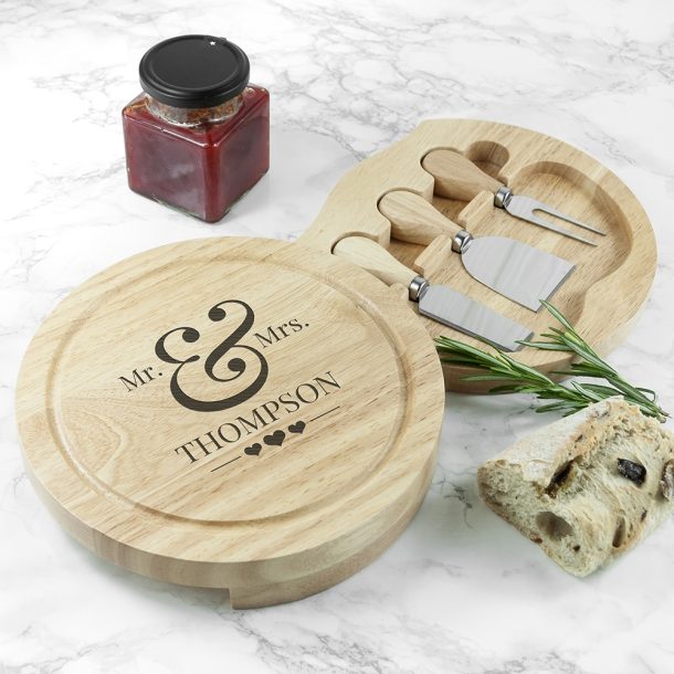 Personalised Mr & Mrs Cheese Board Set