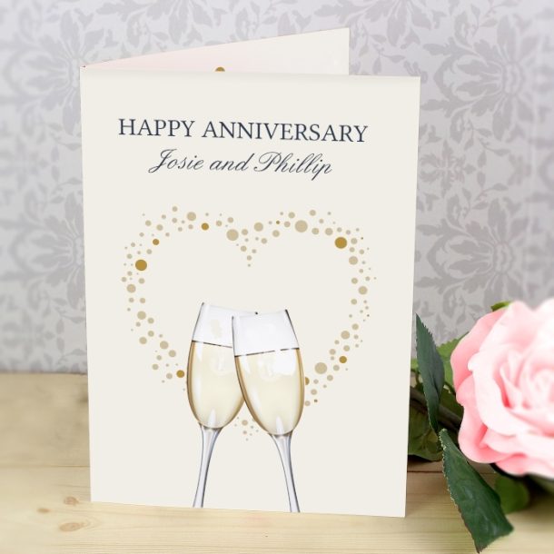 Personalised Gold Champagne Flutes Cards