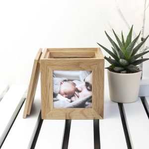 Personalised Oak Photo Cube & Keepsake Box