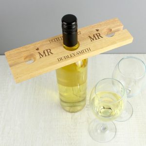 Personalised Married Couple Wine Glass & Bottle Butler