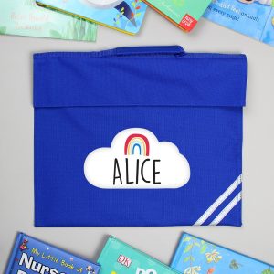 Personalised Rainbow Blue Book Bag