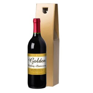 Personalised 50th Anniversary Red Wine & Gold Gift Box