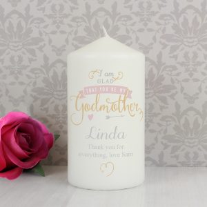 Personalised I Am Glad... Godmother Candle