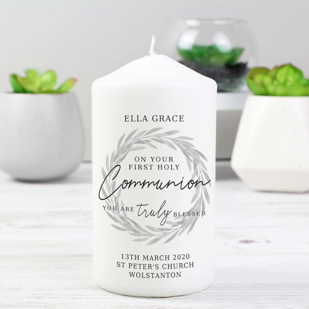 Personalised 'Truly Blessed' First Holy Communion Pillar Candle