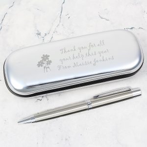 Personalised Teacher Flowers Pen and Box Set