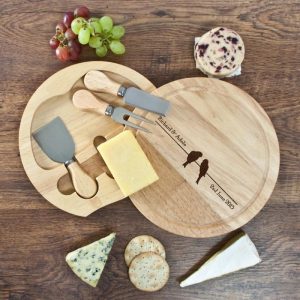 Personalised Love Birds Round Cheese Board