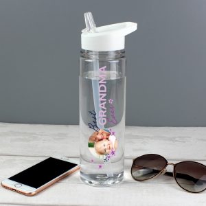 Personalised Best Ever Floral Photo Upload Water Bottle