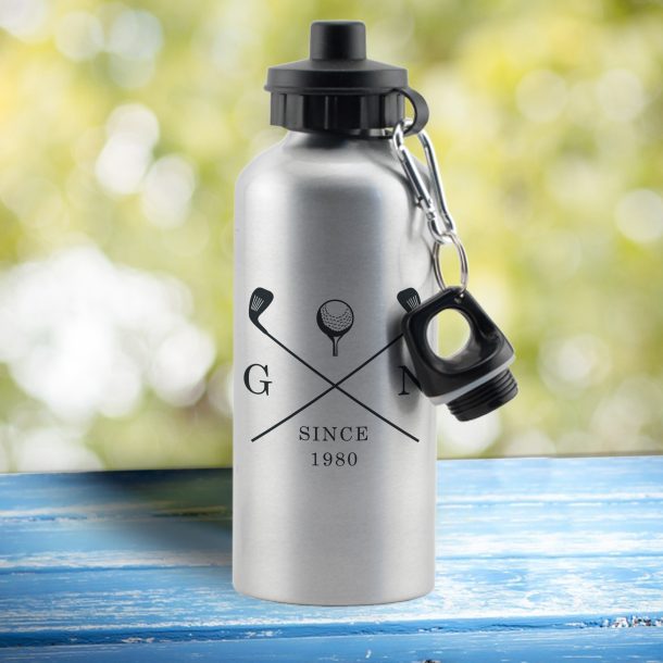 Personalised Golf Clubs Silver Drinks Bottle