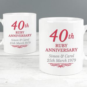 Personalised 40th Ruby Anniversary Mug Set