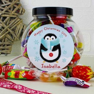Personalised Penguin Sweet Jar